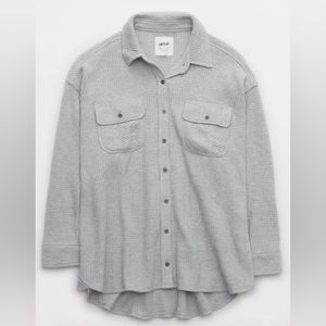 Aerie LumberJane grey Waffle Shirt in Sz Large